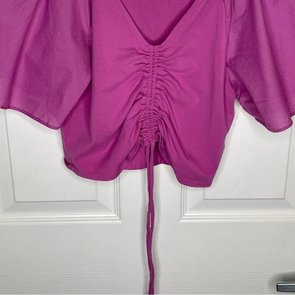 Maeve by Anthropologie Cinched Flutter Bell Sleeve Top Violet Purple XS - Picture 7 of 11